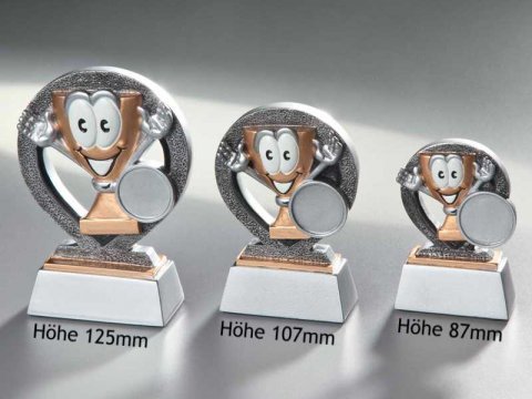 Mini Pokal freudiges Gesicht, 3 Größen