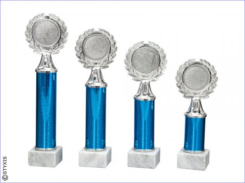 Pokal "Rivana", 4 Größen  Silber / Blau